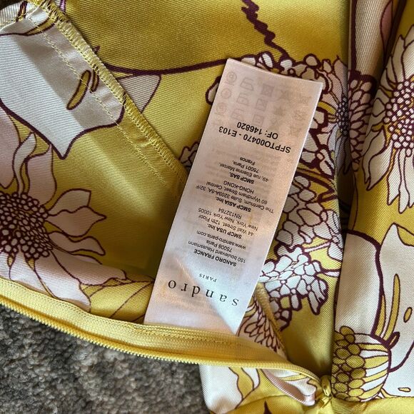 Sandro Paris Printed Silk Puff Sleeve Top,  Size 1 (equivalent of a small) - Picture 9 of 12